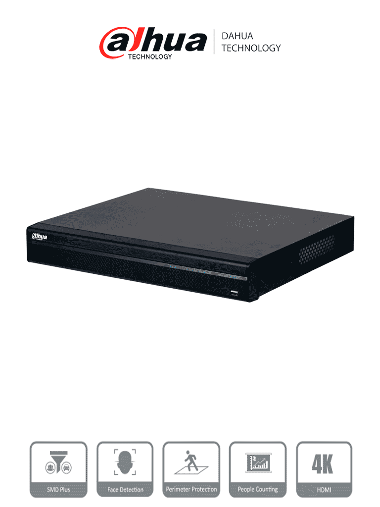 DAHUA DHI-NVR4232-16P-4KS3 NVR de 8 MP / 4k / 32 Canales IP / 16 Puertos PoE / Rendimiento de 160 Mbps/ Smart H.265+/ 2 Bahías de disco duro/ 4&2 E&S de Alarma/ Soporta cámaras WizSense/ 2 canales SMD Plus DAHUA DHI-NVR4232-16P-4KS3 NVR de 8 MP / 4k / 32 Canales IP / 16 Puertos PoE / Rendimiento de 160 Mbps/ Smart H.265+/ 2 Bahías de disco duro/ 4&2 E&S de Alarma/ Soporta cámaras WizSense/ 2 canales SMD Plus